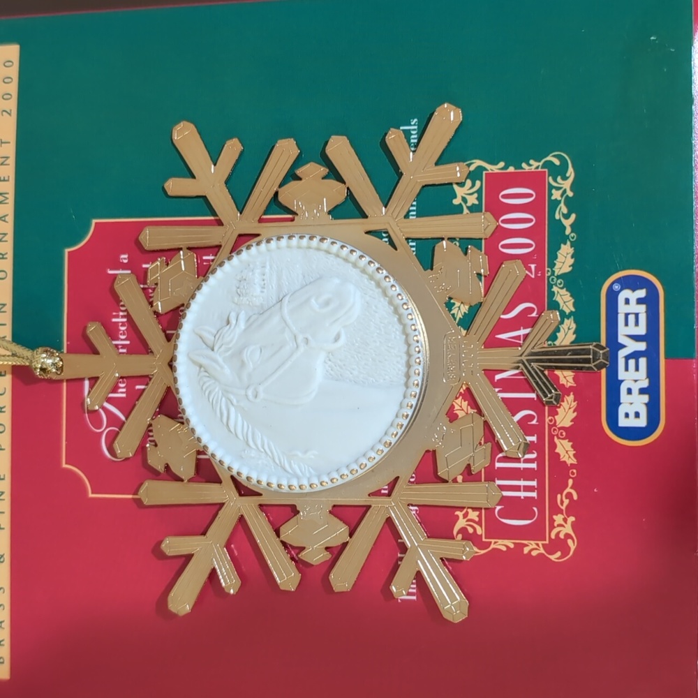 Breyer Christmas 2000 Snowflake Ornament Brass and Fine Porcelain No. 700700